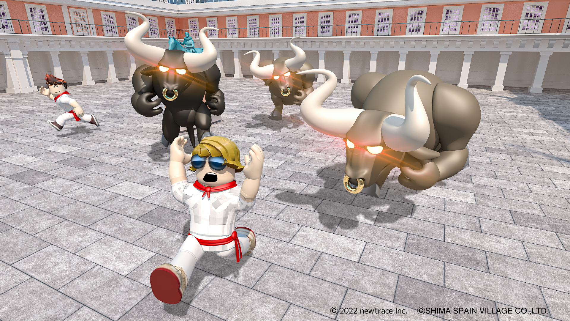 ゲーム内イメージ：ブル（牛）に追われながら、逃げ切れるか？！